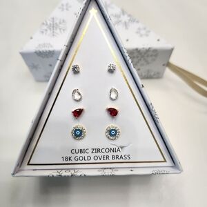 18K Gold Over Brass Earrings Set